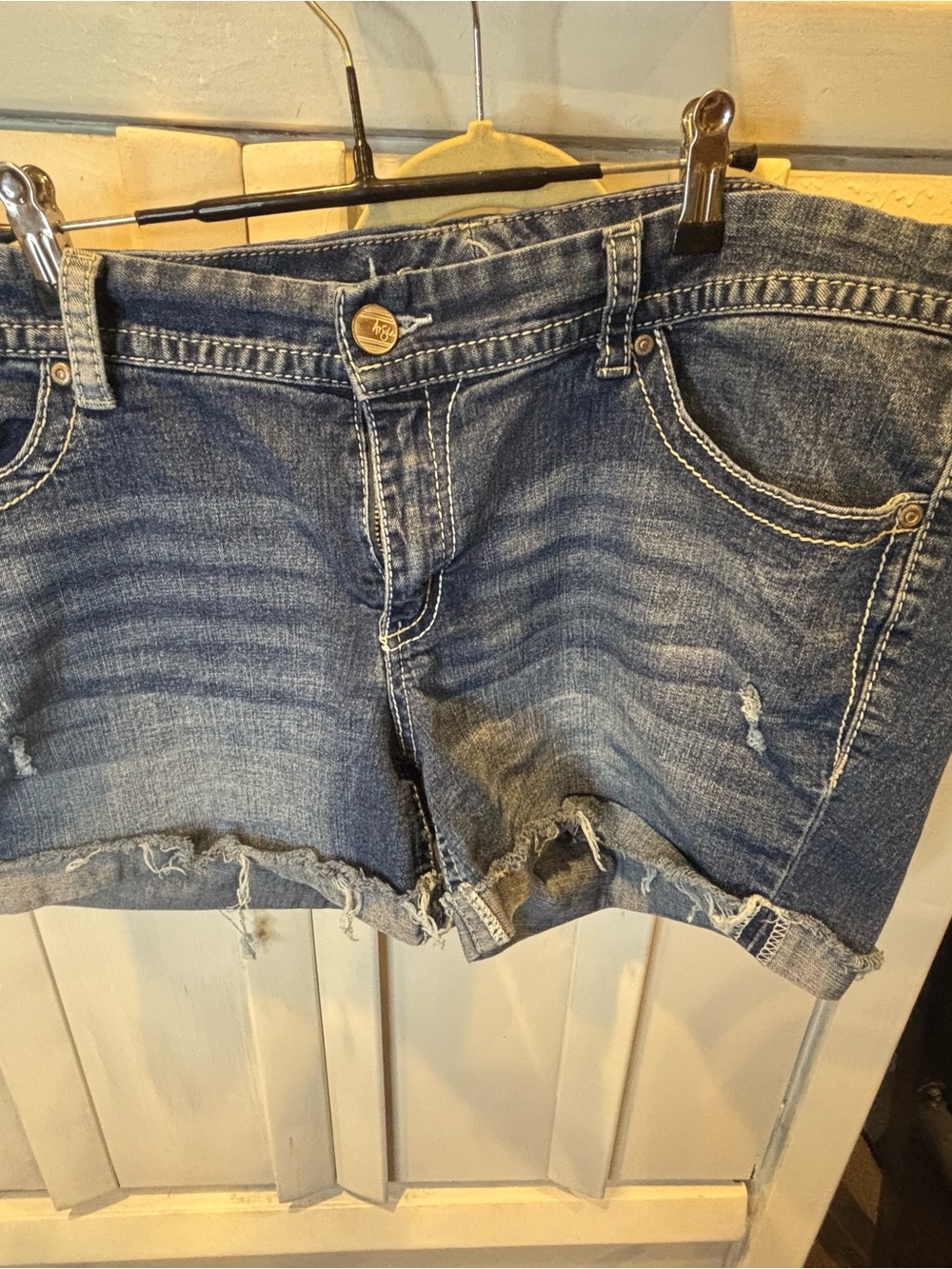 Ariya Faded Blue Distressed Denim Shorts